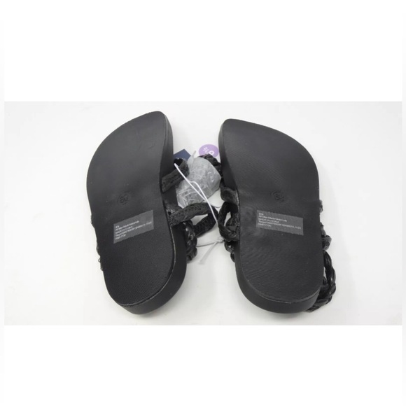 New Ria Raffia Lace Up Wrap Around Tie Black Sandal Universal Thread Womens - Picture 2 of 3